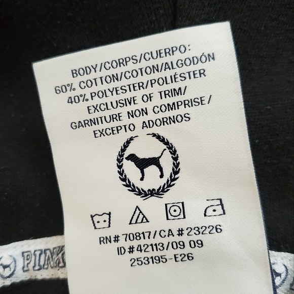 PINK VS | Women's black Pink brand graphic back zipper-front hoodie. Size small. - Picture 7 of 9